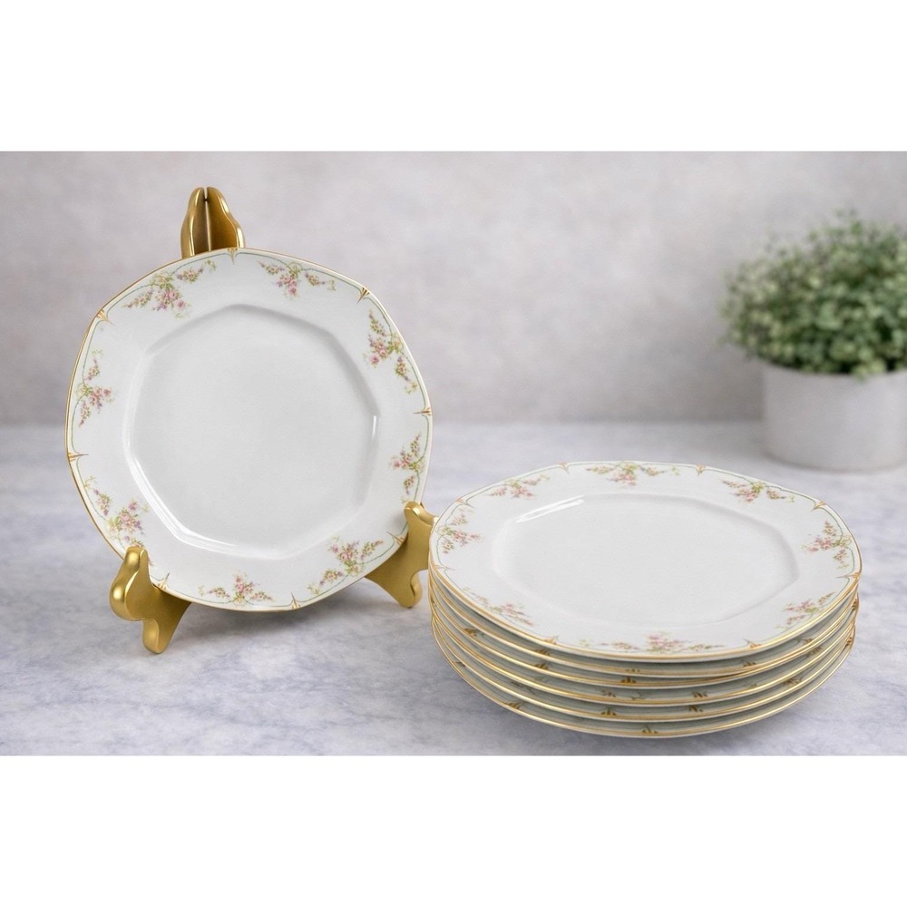 7 Antique Habsburg China M Z Austria Juliette Bread Butter‎ Dessert Plates